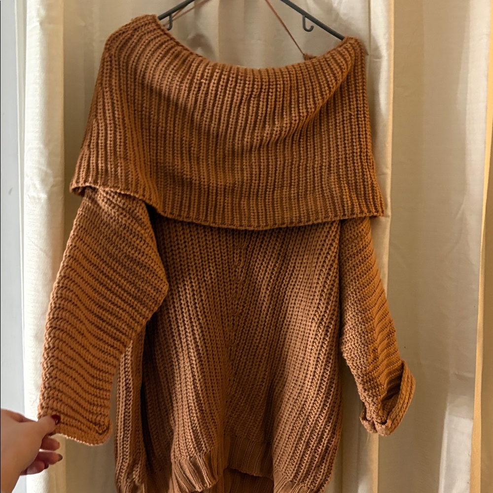 Cozy Brown Off-Shoulder Sweater